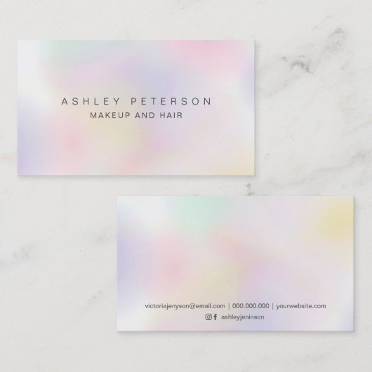 Maak een moderne roze parelbruine holografisch visitekaartje (Voorkant / Achterkant)