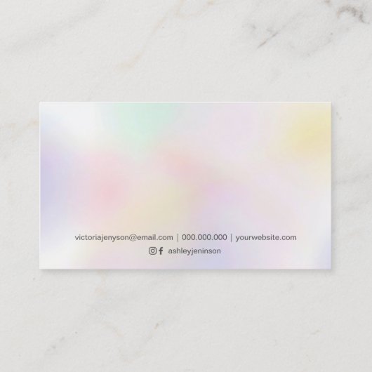 Maak een moderne roze parelbruine holografisch visitekaartje (Achterkant)