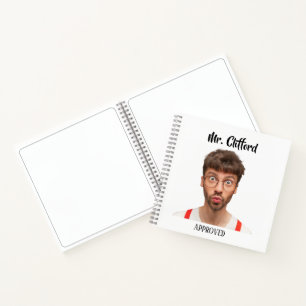 Maak een op maat gemaakte grappig gezicht leraar g notitieboek