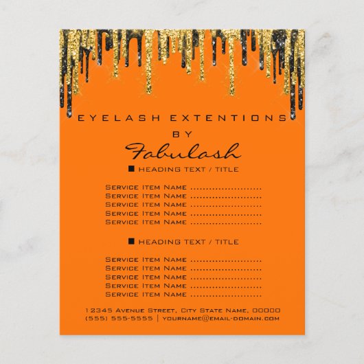 Maak een prachtige prijslijst met gouden zwarte sc flyer (Voorkant)