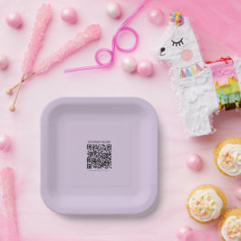 Maak een QR-code | Bleek lavendel paars Papieren Bordje