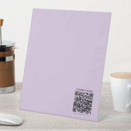 Maak een QR-code | Bleek lavendel paars Reclamebord Met Voetstuk