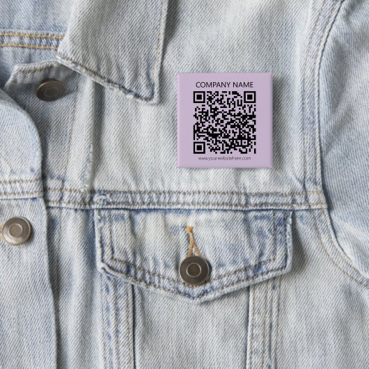 Maak een QR-code | Bleek lavendel paars Vierkante Button 5,1 Cm (In situ)