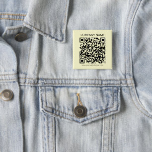 Maak een QR-code   Bleekgeel Vierkante Button 5,1 Cm