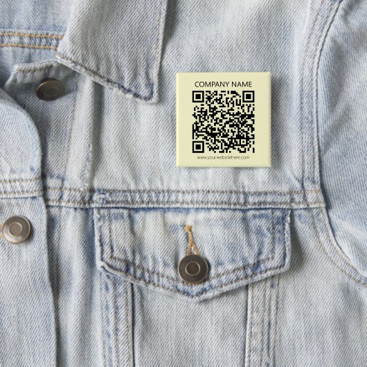 Maak een QR-code | Bleekgeel Vierkante Button 5,1 Cm (In situ)