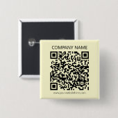 Maak een QR-code | Bleekgeel Vierkante Button 5,1 Cm (Voorkant /achterkant)