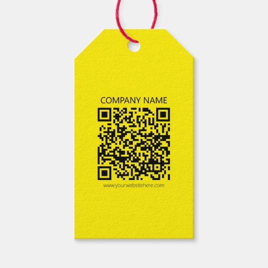Maak een QR-code | Helder Geel Zwart Cadeaulabel (Voorkant)