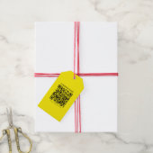 Maak een QR-code | Helder Geel Zwart Cadeaulabel (Met Touw)
