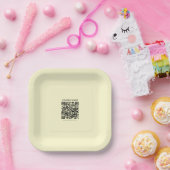 Maak een QR-code | Lichtgeel Papieren Bordje (Feest)