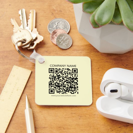 Maak een QR-code | Lichtgeel Sleutelhanger (Bureau)