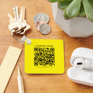 Maak een QR-code Makkelijk te zien helder geel z Sleutelhanger