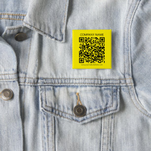 Maak een QR-code   Makkelijk te zien helder geel z Vierkante Button 5,1 Cm