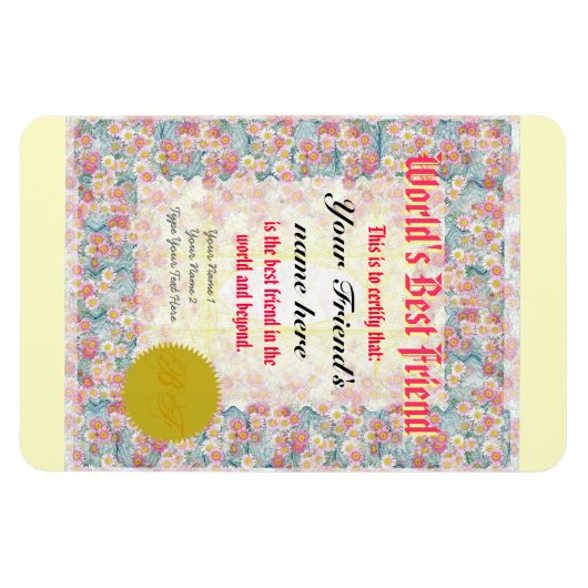 Maak een 's werelds beste vriend certificaat magneet (Horizontaal)