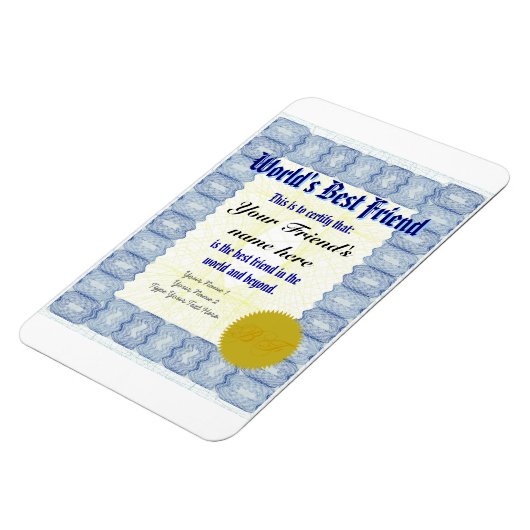 Maak een 's werelds beste vriend certificaat magneet (Linkerzijde)