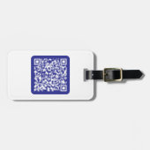 Maak een scanbare QR-code | Bewerkbare donkerblauw Bagagelabel (Voorkant horizontaal)