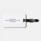 Maak een scanbare QR-code | Bewerkbare donkerblauw Bagagelabel (Achterkant horizontaal)