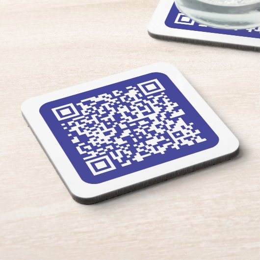Maak een scanbare QR-code | Bewerkbare donkerblauw Bier Onderzetter (Linkerzijde)