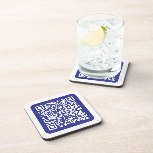 Maak een scanbare QR-code | Bewerkbare donkerblauw Bier Onderzetter (Rechterzijde)