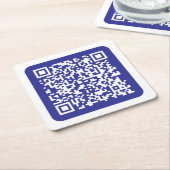 Maak een scanbare QR-code | Bewerkbare donkerblauw Kartonnen Onderzetters (Schuin)