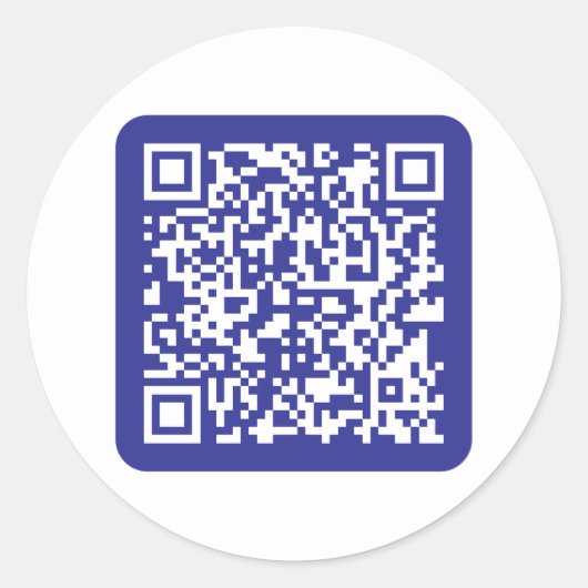 Maak een scanbare QR-code | Bewerkbare donkerblauw Ronde Sticker (Voorkant)