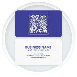 Maak een scanbare QR-code | Bewerkbare donkerblauw Visitekaartje