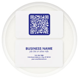 Maak een scanbare QR-code | Bewerkbare donkerblauw Visitekaartje