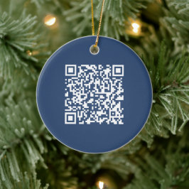 Maak een scanbare QR-code | vervaagde marineblauw  Keramisch Ornament
