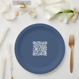 Maak een scanbare QR-code | vervaagde marineblauw  Papieren Bordje