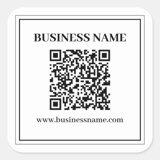 Maak een scanbare QR-code | Zwart & Wit Vierkante Sticker (Voorkant)