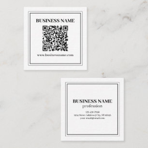Maak een scanbare QR-code Zwart & Wit Vierkante Visitekaartje