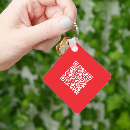 Maak een scanbare rode (bewerkbare) QR-code Sleutelhanger (Hand)