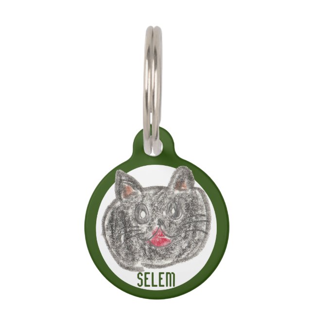 Maak een schat met je kunstwerk | kat huisdierpenning (Voorkant)