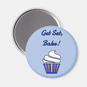 Maak een set-bake blauwe cupcake magneet (Voorkant / Achterkant)