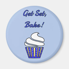Maak een set-bake blauwe cupcake magneet