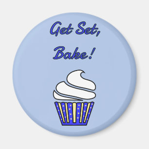 Maak een set-bake blauwe cupcake magneet