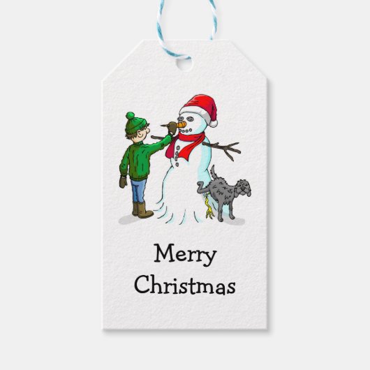 Maak een Sneeuwman voor Kerstmis Cadeaulabel (Voorkant)