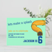 Maak een splash blauwe en groene waterglijbaan ver kaart (Staand voorkant)