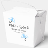 Maak een splash blauwe paraplu zomer zwembad verja bedankdoosjes (Achterkant)