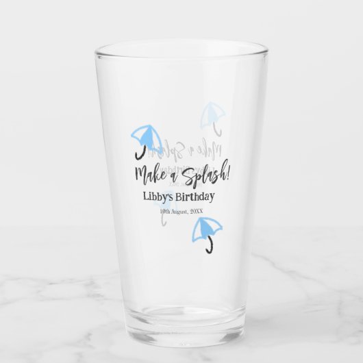 Maak een splash blauwe paraplu zomer zwembad verja glas (Voorkant)