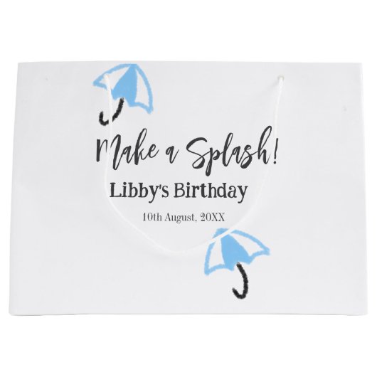 Maak een splash blauwe paraplu zomer zwembad verja groot cadeauzakje (Voorkant)