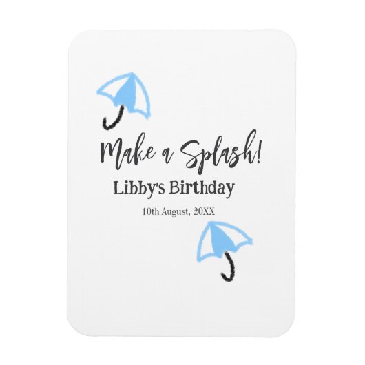 Maak een splash blauwe paraplu zomer zwembad verja magneet (Verticaal)