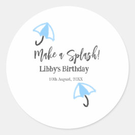 Maak een splash blauwe paraplu zomer zwembad verja ronde sticker