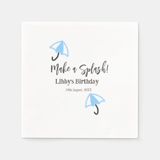 Maak een splash blauwe paraplu zomer zwembad verja servet (Voorkant)