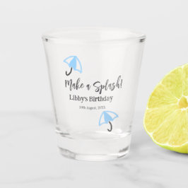 Maak een splash blauwe paraplu zomer zwembad verja shot glas