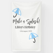 Maak een splash blauwe paraplu zomer zwembad verja spandoek (Verticaal)