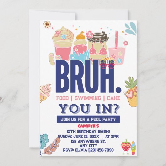 Maak een splash! Bruh-tastic Pool Party voor de Co Kaart (Voorkant)