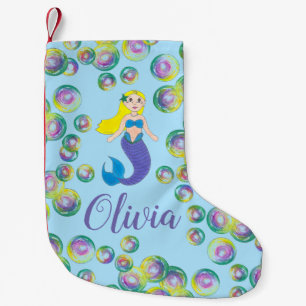 Maak een Splash Swimming Mermaid Girl Bubbles Kleine Kerstsok