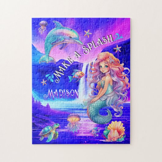 Maak een splash zeemeermin magische waterval legpuzzel (Verticaal)