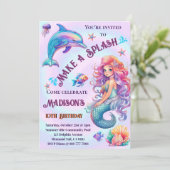 Maak een Splash Zeemeermin Pastel Verjaardagsfeest Kaart (Staand voorkant)