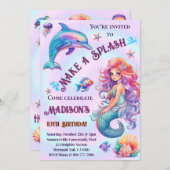 Maak een Splash Zeemeermin Pastel Verjaardagsfeest Kaart (Voorkant / Achterkant)